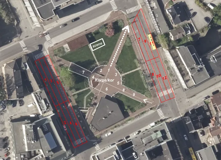 Oversiktskart for Folketoget på Landmannstorget