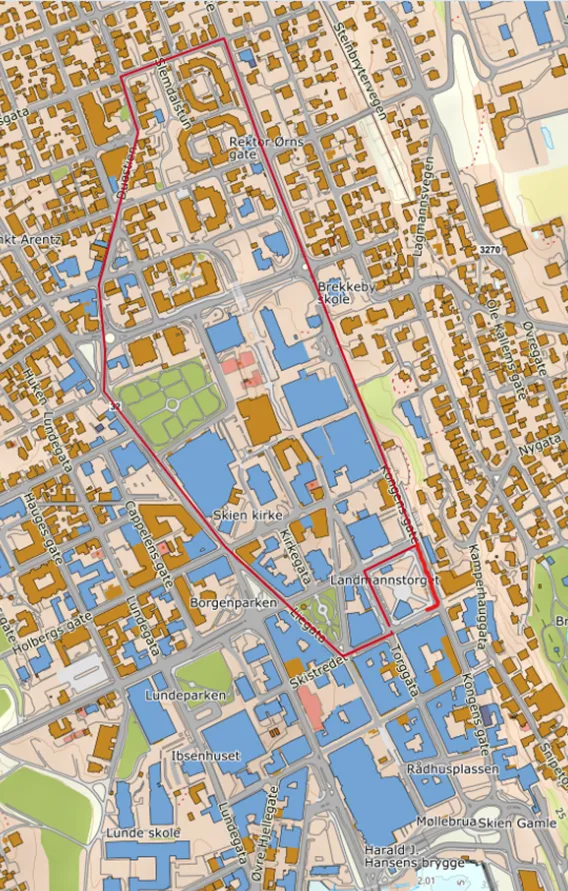 Kart over Folketogets rute på 17. mai