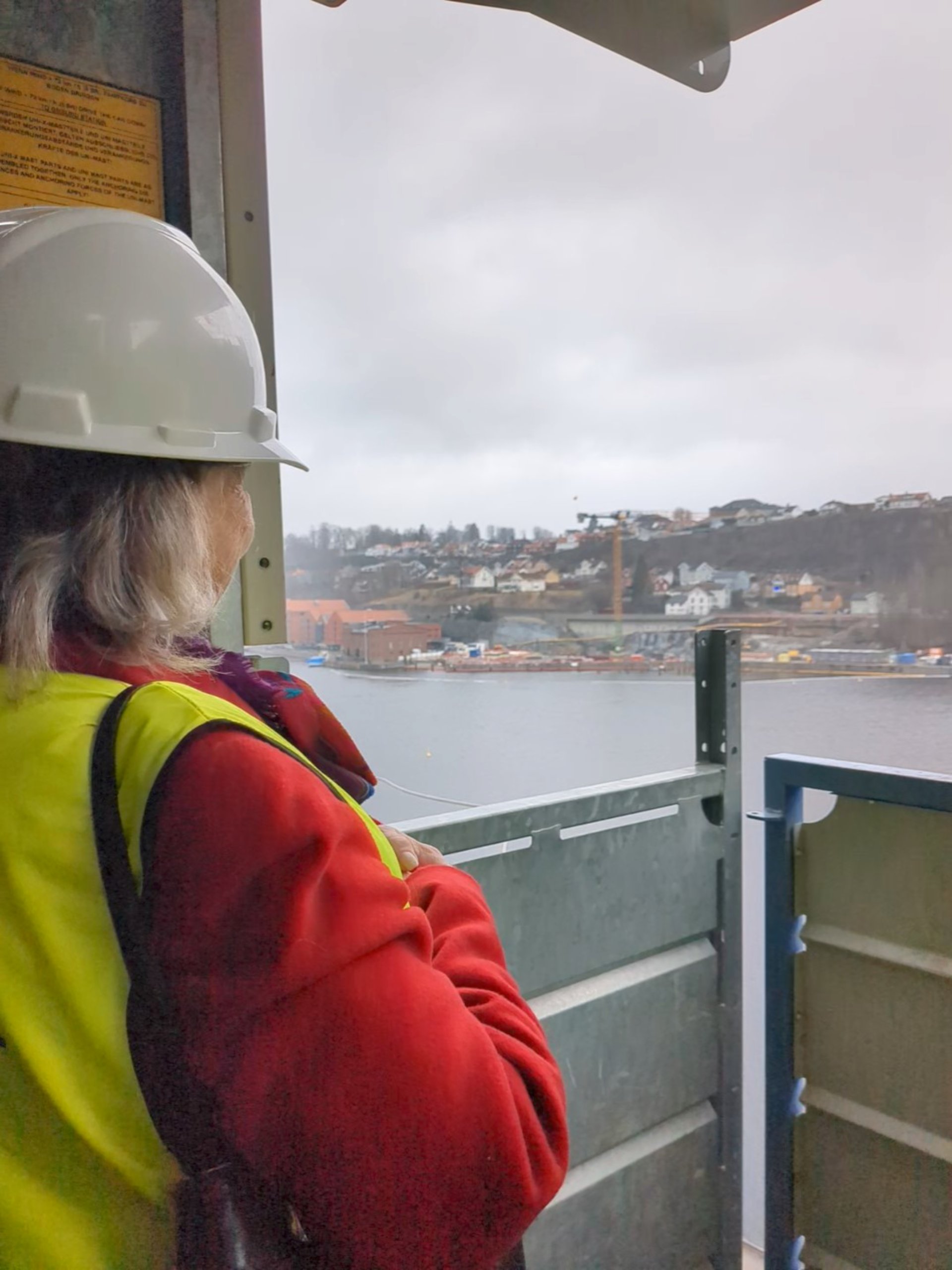 kvinne som stå å ser på utsikten fra balkong.