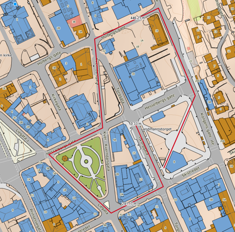 Kart over russetogets rute på 17. mai